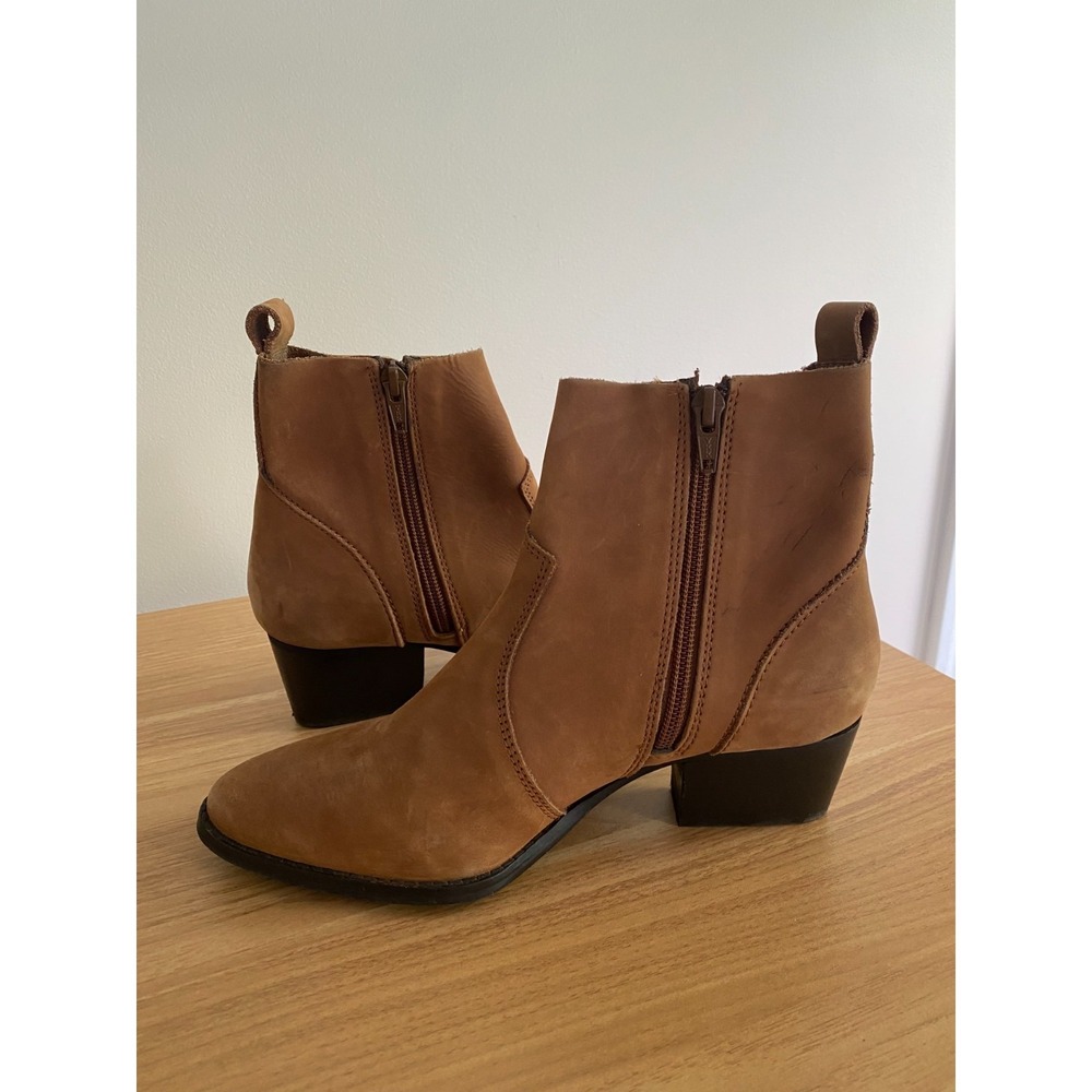 Splendid Genuine Leather Ankle Boots Brown Womens Size 7 Zip Western Booties - Picture 12 of 12